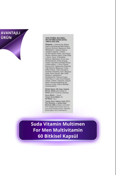 Suda Vitamin Multimen Multivitamin 60 Kapsül 4 Adet - Resim 2