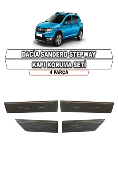 ROAL TUNİNGDacia Sandero Stepway 2012-2020 Uyumlu Kapı Gövde Koruma Kaplama Seti - Mat Siyah - Darbe Emici Tasarım ürün görseli 1
