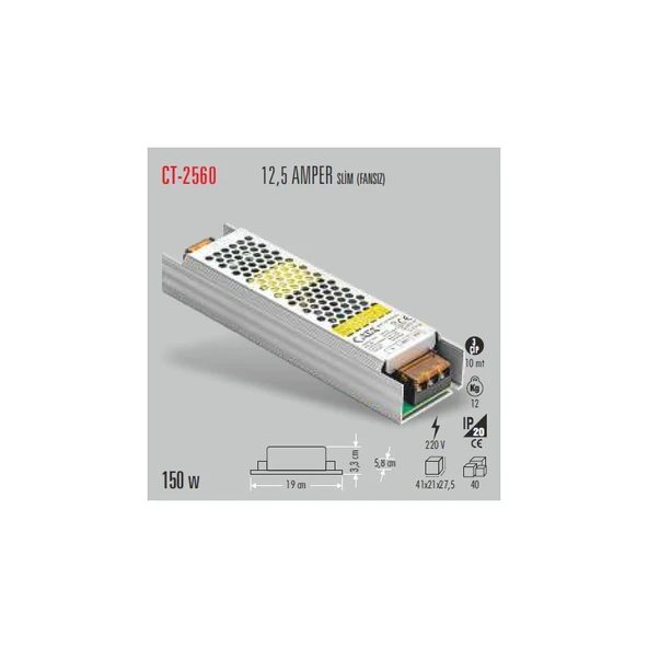 Cata CT-2560 12,5A Slim LED Trafosu Cata - Resim 2