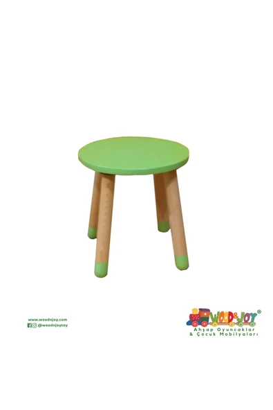 Wood & Joy Doğal Ahşap Renkli Çocuk Tabure (YEŞİL) ürün görseli 1