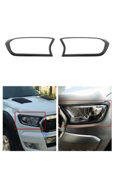 ROAL TUNİNGFord Ranger T6-T7-T8 (2015-2022) Uyumlu Far Koruma Çerçevesi Seti - Mat Siyah - ABS Plastik ürün görseli 1
