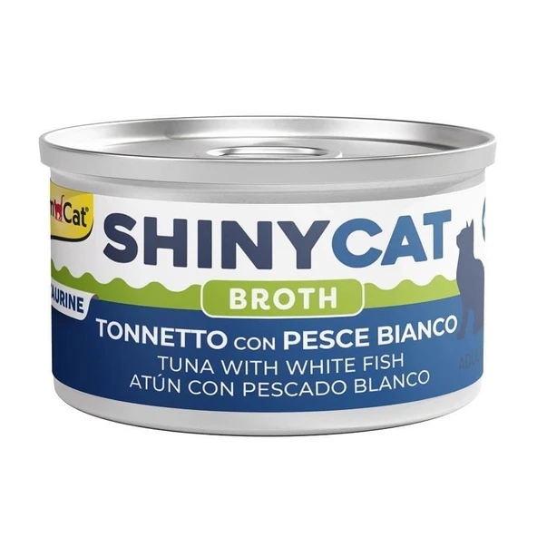 GimCat Shinycat Broth Sos İçinde Beyaz Balıklı ve Ton Balıklı Kedi Konservesi 70gr ürün görseli 1
