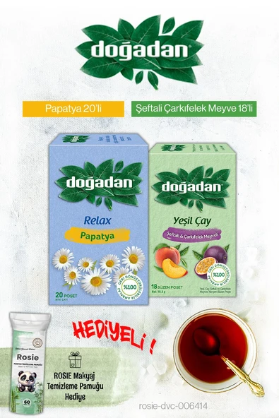 Doğadan Papatya ve Şeftali Çarkıfelek Meyveli Poşet Çay ve Rosie Hediyeli ürün görseli 1