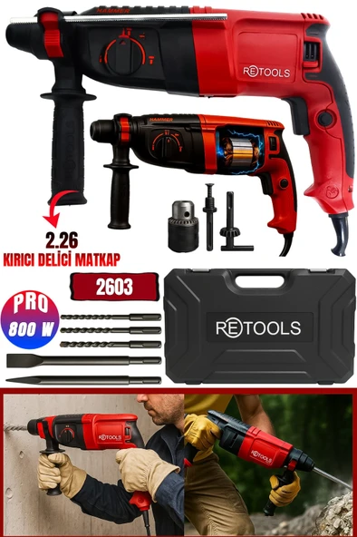 RETOOLS BORDO 800W 2.26 KIRICI DELİCİ MATKAP ürün görseli 1