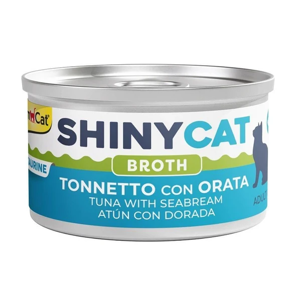 GimCat Shinycat Broth Sos İçinde Çipura ve Ton Balıklı Kedi Konservesi 70g ürün görseli 1