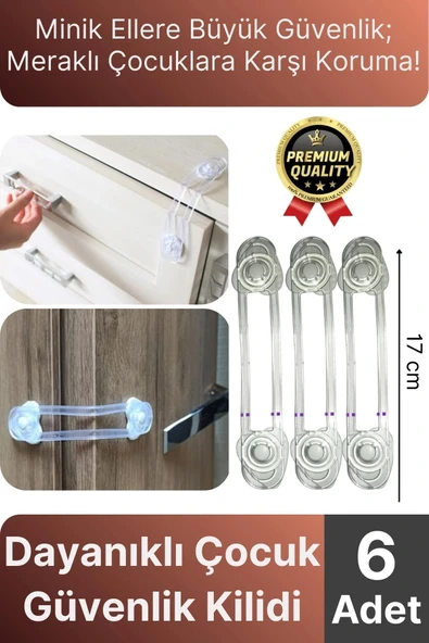 Yeni Üretim Ayarlanır Dolap Çekmece Kapağı Koruma Aparatı Bebek Çocuk Güvenlik Kilidi 6 Adet 17 Cm ürün görseli 1