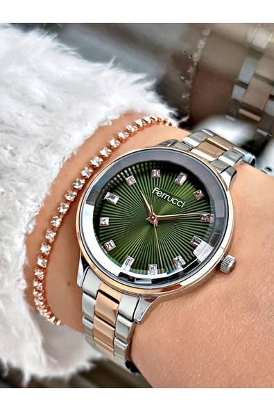 Ferrucci Rose Gold Gümüş Renk Sade Model Çelik Kordon Kadın Kol Saati + BİLEKLİK HEDİYELİ ürün görseli 1