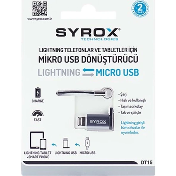 Syrox Micro USB To Lightning Dönüştürücü Adaptör DT15 ürün görseli 1