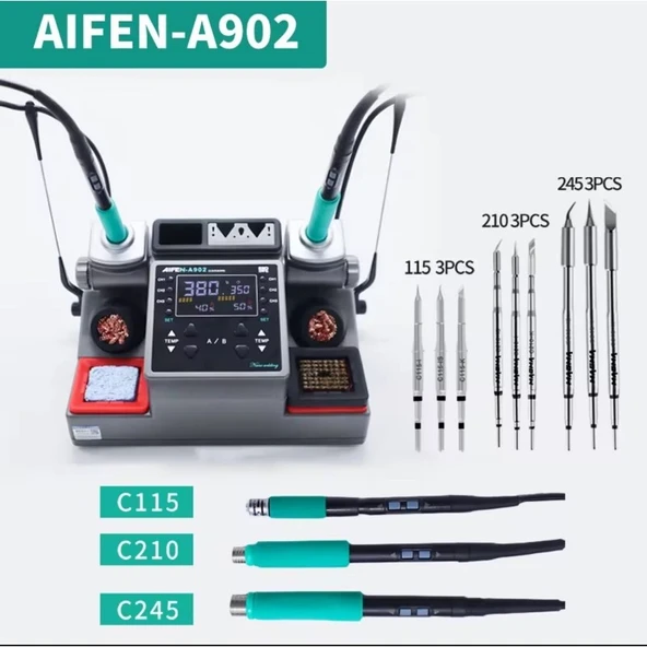 Aifen A902 3 Kollu Akıllı Havya İstasyonu ürün görseli 1