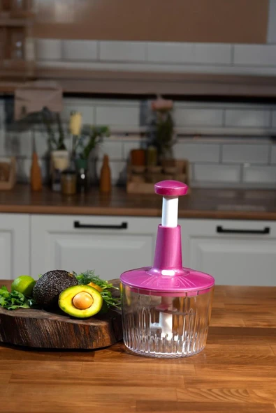 Sezka Life 5 Bıçaklı Manuel Doğrayıcı El Rondosu Pembe El Blenderi El Basmalı Rondo ürün görseli 1