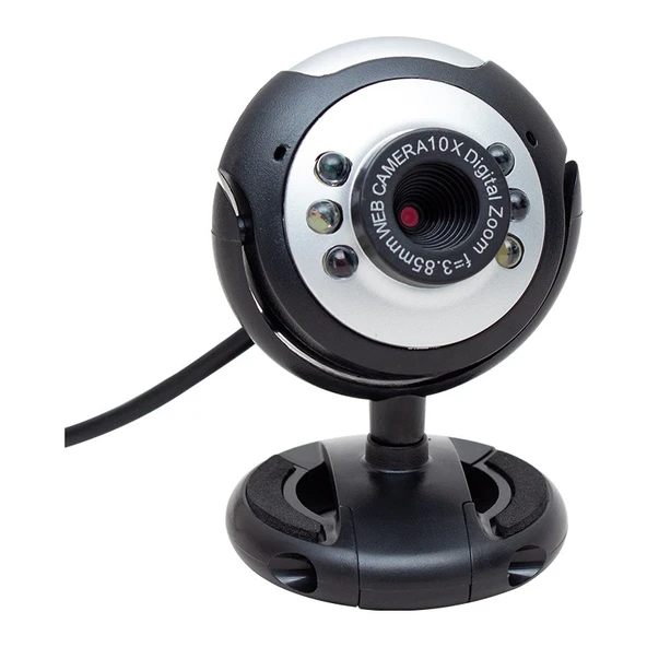 Powermaster 1.3 Mp 10X Zoom 6 Ledli Mikrofonlu USB Webcam Kamera ürün görseli 1