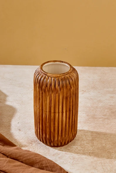 Akkoyunlu home Çizgili Yıldız Modern Dekoratif Pinterest Vazo Seramik Dekorasyon Çiçeklik Vazo Kahve ürün görseli 1