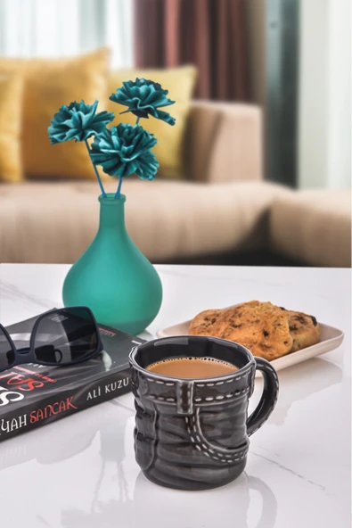 Akkoyunlu home Kot Model Kupa Lüx Seramik Kupa Siyah Çay-Kahve Kupası ürün görseli 1