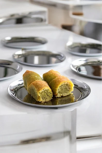 Sezka Life 6'lı Metal Sunumluk Tatlı Çerez Servis Tabağı Gümüş 12 cm ürün görseli 1