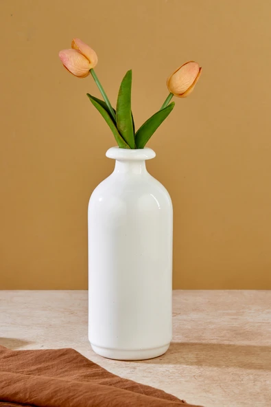Akkoyunlu home Testi Model Dekoratif Pinterest Vazo Seramik Şık Dekorasyon Çiçeklik Vazo(Beyaz-22cm) ürün görseli 1