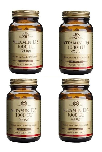 Solgar Vitamin D3 1000ıu 100 Kapsül 4 Adet ürün görseli 1