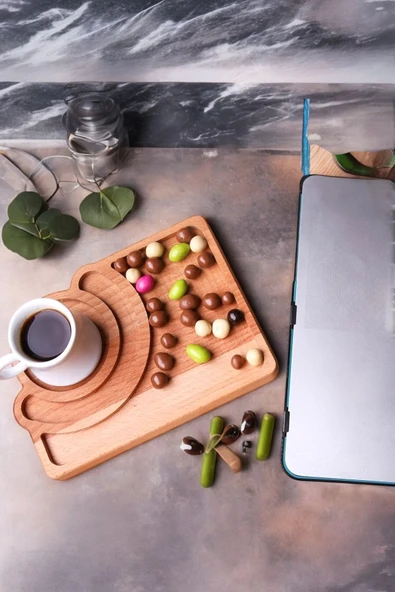Sezka Life Ahşap Kahve Sunumluğu Kahve Yanı Lokumluk,Çerezlik Servis Sunum Tabağı ürün görseli 1