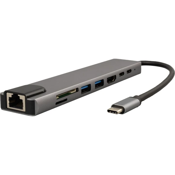 Powermaster Type-C 8ın1 HDMI Cok Fonksıyonlu USB 3.0 Dock Statıon ürün görseli 1
