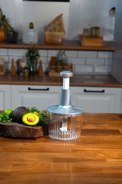 Akkoyunlu home Solingen 5 Bıçaklı Manuel Doğrayıcı El Rondosu Gri El Blenderi El Basmalı Rondo ürün görseli 1