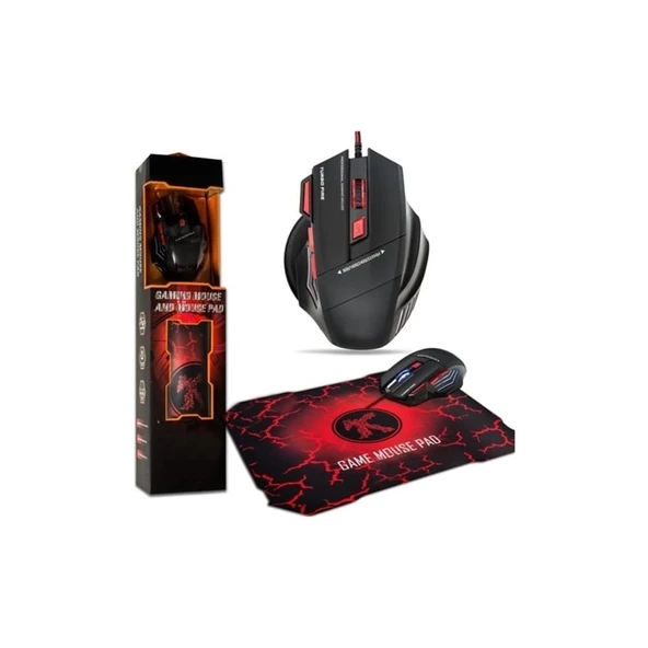 Keywin X7 3600DPI Kablolu Gaming Gamer USB LED Işıklı Ledli Oyuncu Mause Set ürün görseli 1