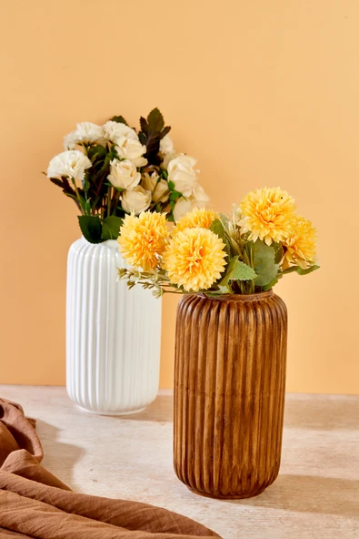 Akkoyunlu home 2'li Çizgili Yıldız Modern Dekoratif Pinterest Vazo Seramik Dekorasyon Çiçeklik Vazo ürün görseli 1