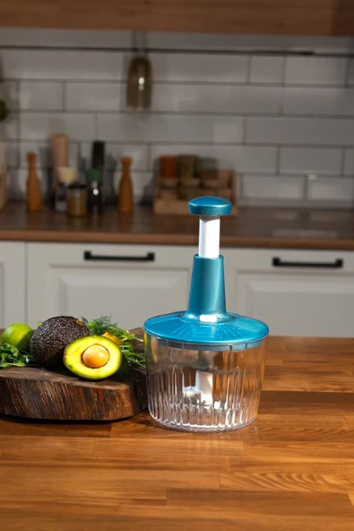 Sezka Life 5 Bıçaklı Manuel Doğrayıcı El Rondosu Mavi El Blenderi El Basmalı Rondo ürün görseli 1