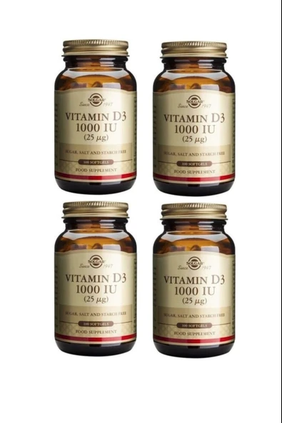 Solgar Vitamin D3 1000ıu 100 Kapsül 4 Adet ürün görseli 1