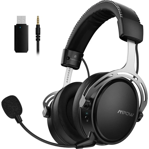 Mpow Air II Kablo Üzeri Kontrollü 3D Surround Kablosuz Oyuncu Kulaklığı PC/PS4/Xbox One/Switch Gümüş ürün görseli 1