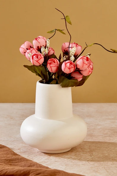 Akkoyunlu home Balon Modern Dekoratif Pinterest Vazo Seramik Şık Dekorasyon Çiçeklik Vazo-Beyaz 14cm ürün görseli 1
