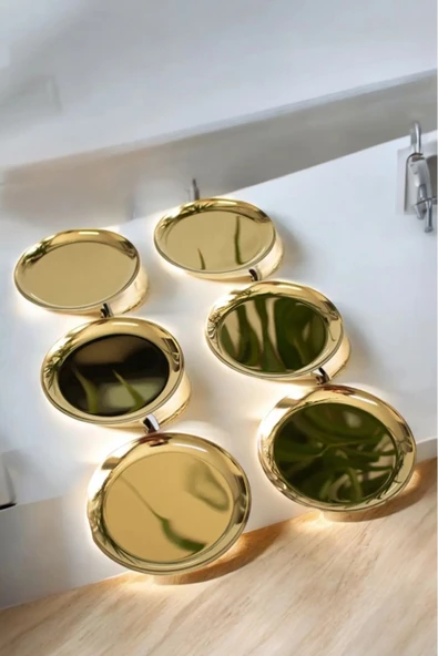 Kitchen Line 6 ADET METAL SUNUMLUK TATLI ÇEREZ SERVİS TABAĞI GOLD ürün görseli 1