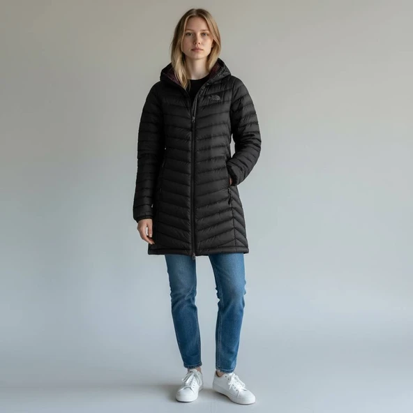The North Face Huila Kadın Siyah Outdoor Uzun Kadın Mont Skg-604 ürün görseli 1