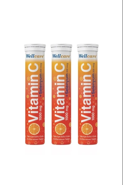 Wellcare Vitamin C 1000 mg + Selenyum 15 Efervesan Tablet 3 Adet ürün görseli 1