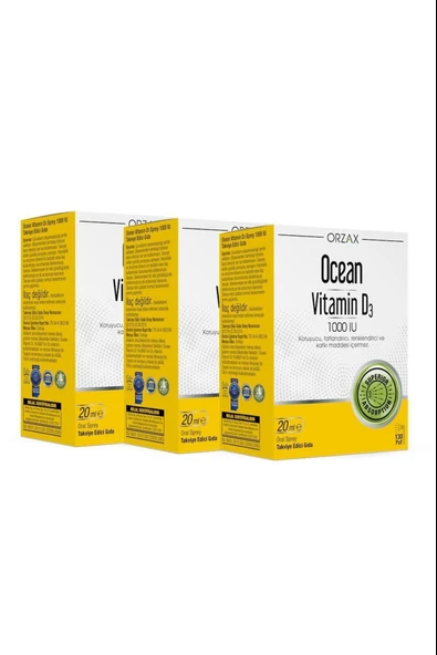 Ocean Vitamin D3 1000 IU Sprey 3 Adet - Resim 2