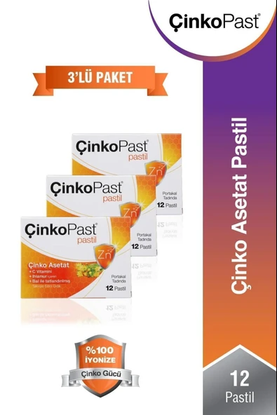 Çinkopast Portakallı 12 Pastil 3 Adet ürün görseli 1