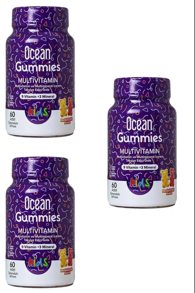 Ocean Gummies Multivitamin Kids 60 Yumuşak Tablet 3 Adet ürün görseli 1