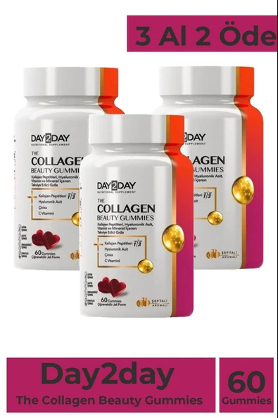 Day2Day The Collagen Beauty Gummies 60 Çiğnenebilir Jel Form 3 Adet ürün görseli 1