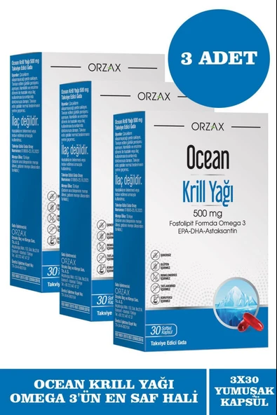Ocean Krill Oil 500 Mg 30 Kapsül 3 Adet ürün görseli 1
