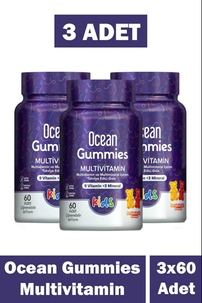 Ocean Gummies Multivitamin Kids 60 Yumuşak Tablet 3 Adet ürün görseli 1