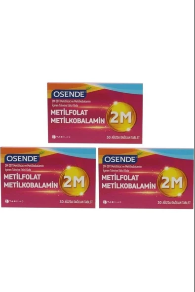 Osende 2m Odt Metilfolat & Metilkobalamin 30 Ağızda Dağılan Tablet 3 Adet ürün görseli 1