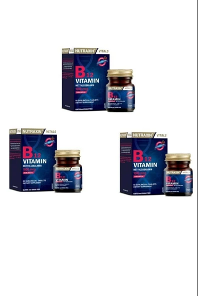 Nutraxin B12 Vitamin 1000mcg 60 Tablet 3 Adet ürün görseli 1