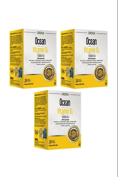 Ocean Vitamin D3 1000 IU Sprey 3 Adet ürün görseli 1