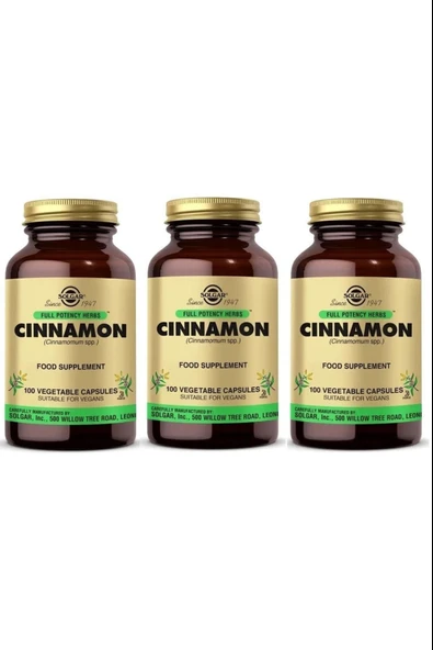 Solgar Cinnamon 100 Kapsül 3 Adet ürün görseli 1