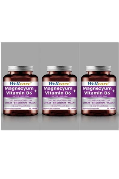 Wellcare Magnezyum + Vitamin B6 30 Tablet 3 Adet ürün görseli 1