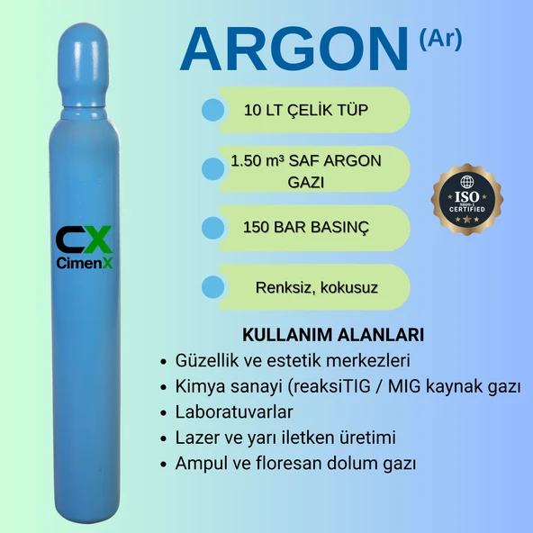 ARGON GAZI ÇELİK TÜP 10 LT ürün görseli 1