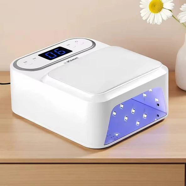 T9 Deri Yüzeyli Manikür Tırnak Kurutucu UV Led Lamba Protez Tırnak Lambası Beyaz 48W ürün görseli 1