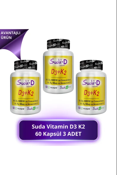 Suda Vitamin D3+K2 Vitamini 60  Kapsül 3 Adet ürün görseli 1