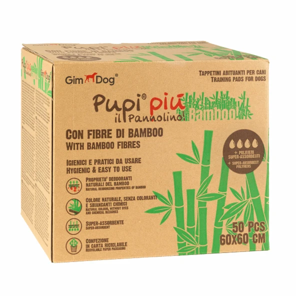 GimDog Çiş Pedi Bamboo 50'Li 60x60cm ürün görseli 1