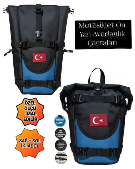 MOTOSİKLET ÖN YAN AVADANLIK ÇANTALARI MAVİLİ ürün görseli 1