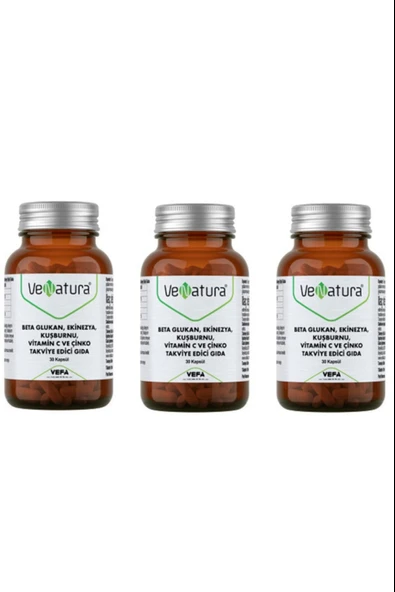 VeNatura Beta Glukan, Ekinezya, Kuşburnu, Vitamin C, Çinko 30 Kapsül 3 Adet ürün görseli 1