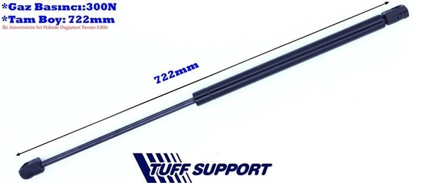 MOTOR KAPUT AMORTİSÖRÜ VW PASSAT IV V / IV V SW / AUDI A6 00-05  (UZUNLUK=722mm BASINÇ=300N) ürün görseli 1